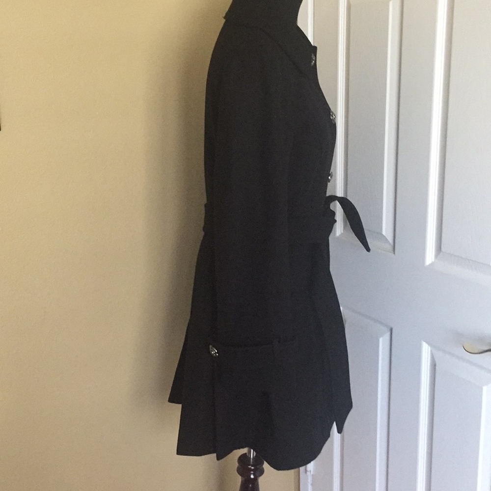 NEW BETSEY JOHNSON Belted Botton Black WOOL Coat - Picture 3 of 16